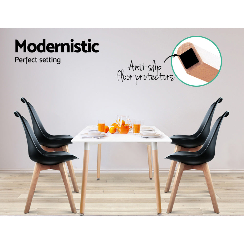Elite Living Dining Chairs Set of 4 Black Leather DSW