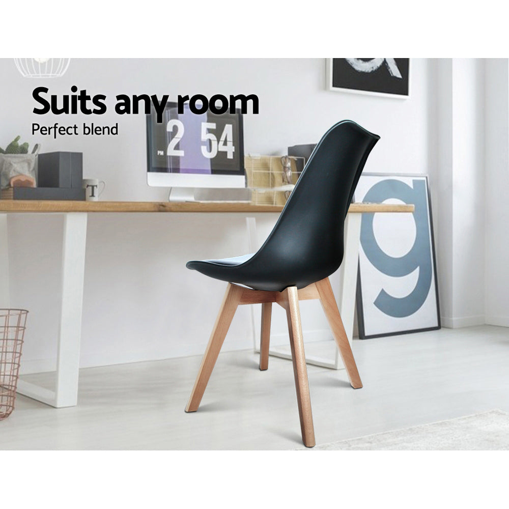 Elite Living Dining Chairs Set of 4 Black Leather DSW