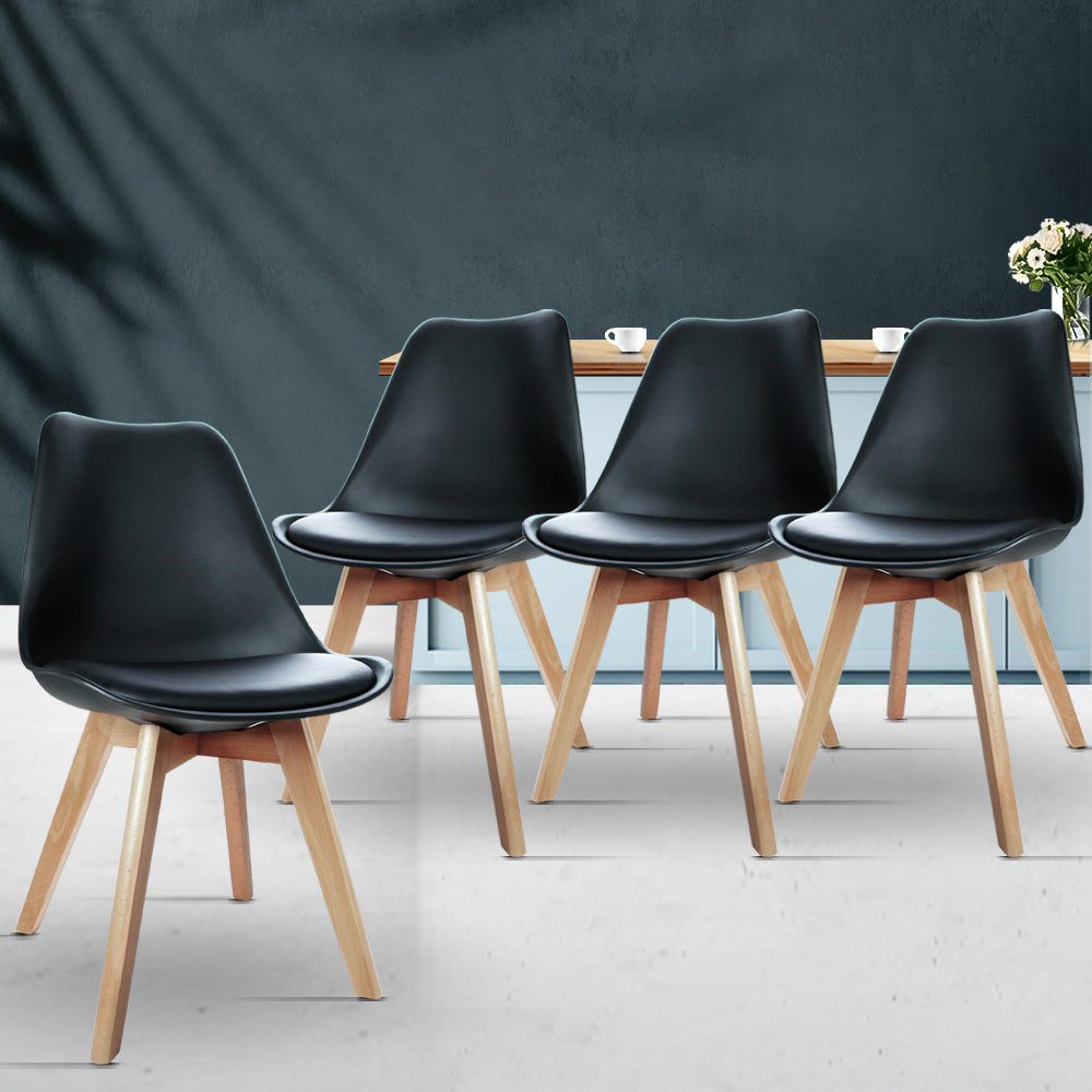 Elite Living Dining Chairs Set of 4 Black Leather DSW