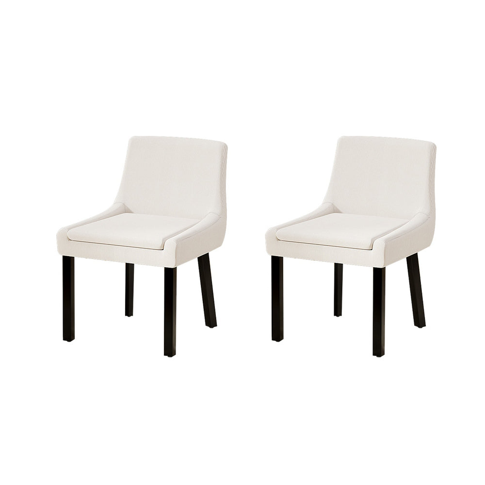 Elite Living Dining Chairs Set of 2 Corduroy Wooden Beige