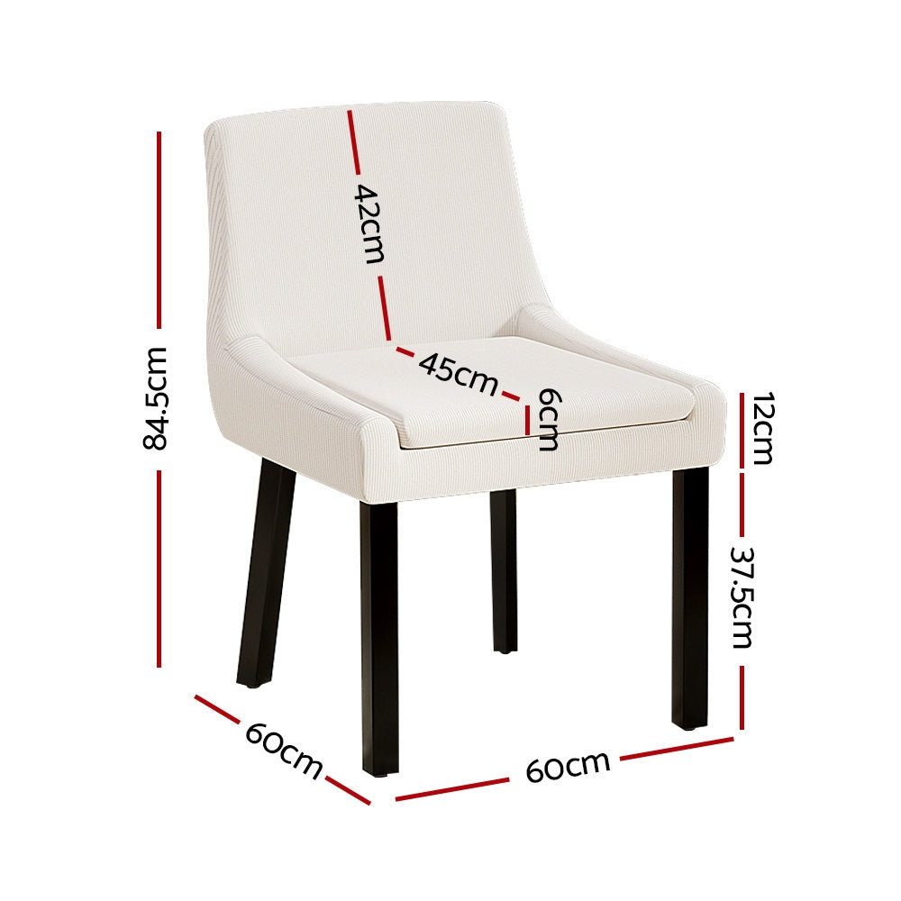 Elite Living Dining Chairs Set of 2 Corduroy Wooden Beige