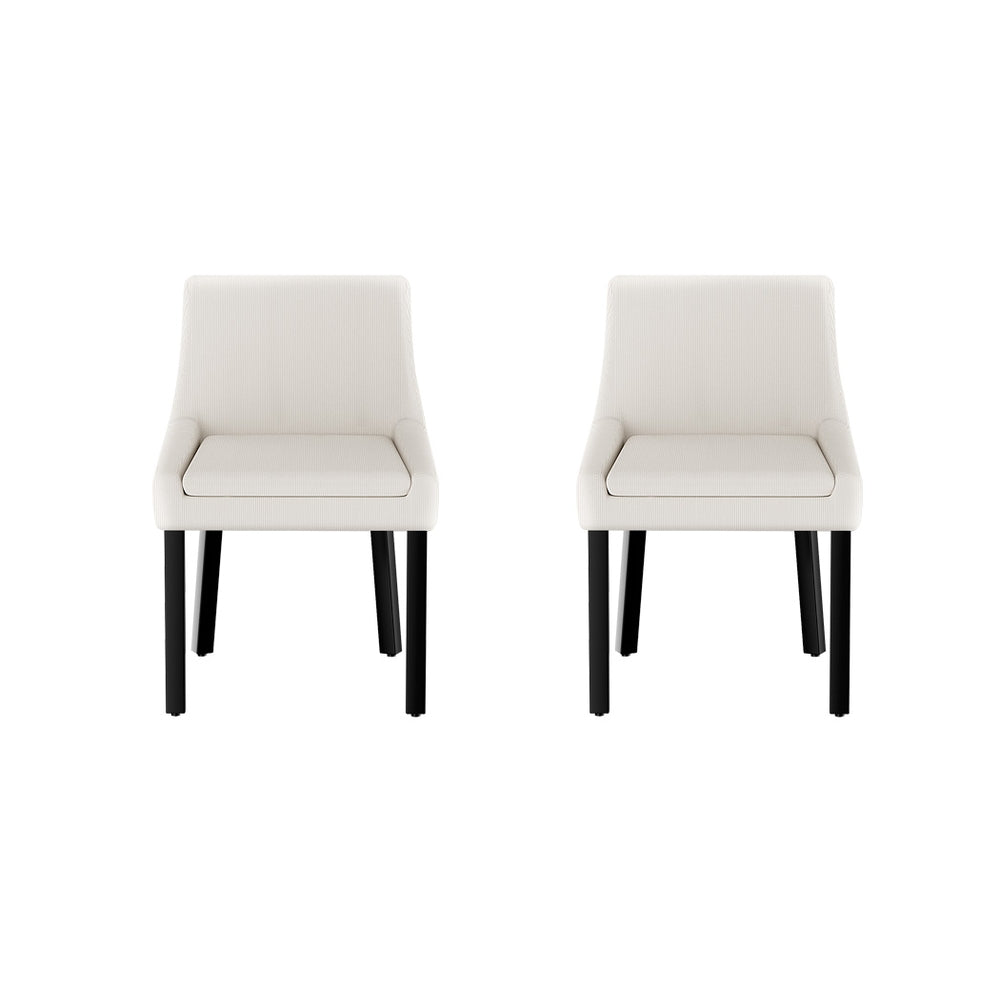 Elite Living Dining Chairs Set of 2 Corduroy Wooden Beige