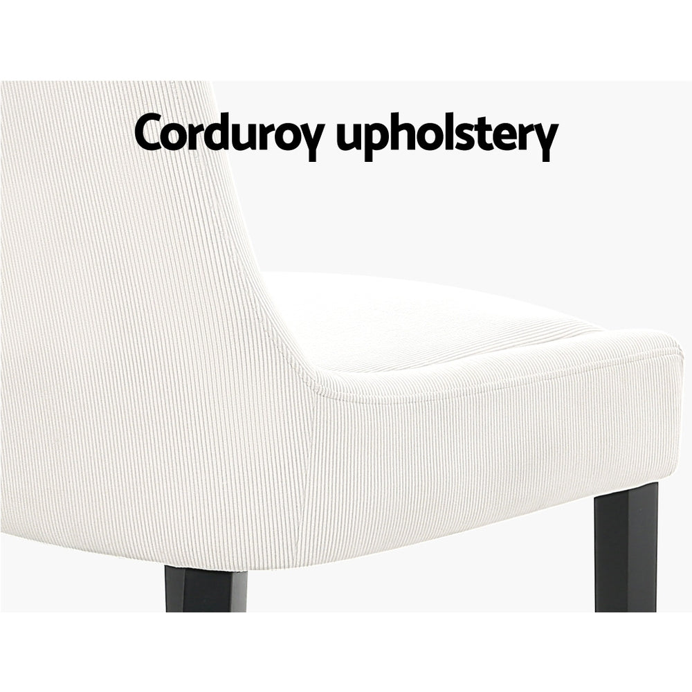 Elite Living Dining Chairs Set of 2 Corduroy Wooden Beige