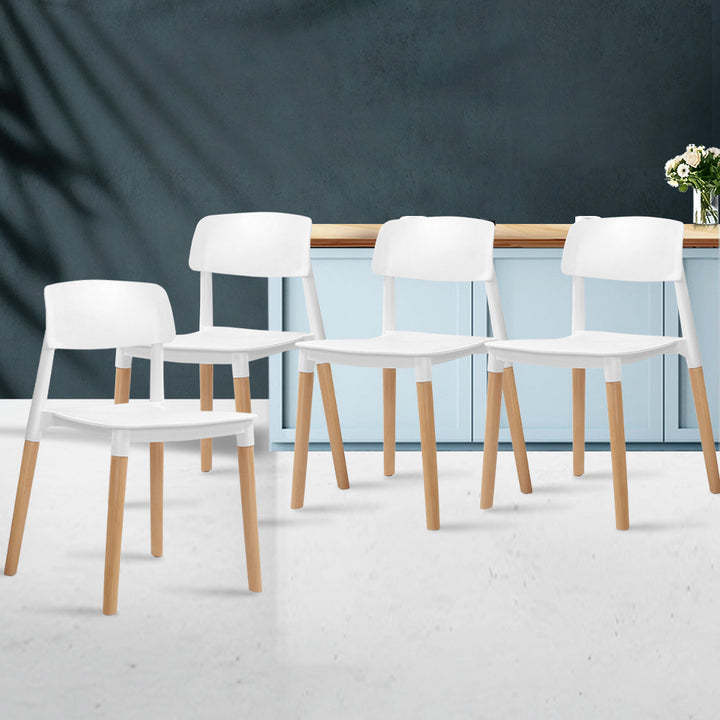 Artiss Dining Chairs White Stackable Set of 4