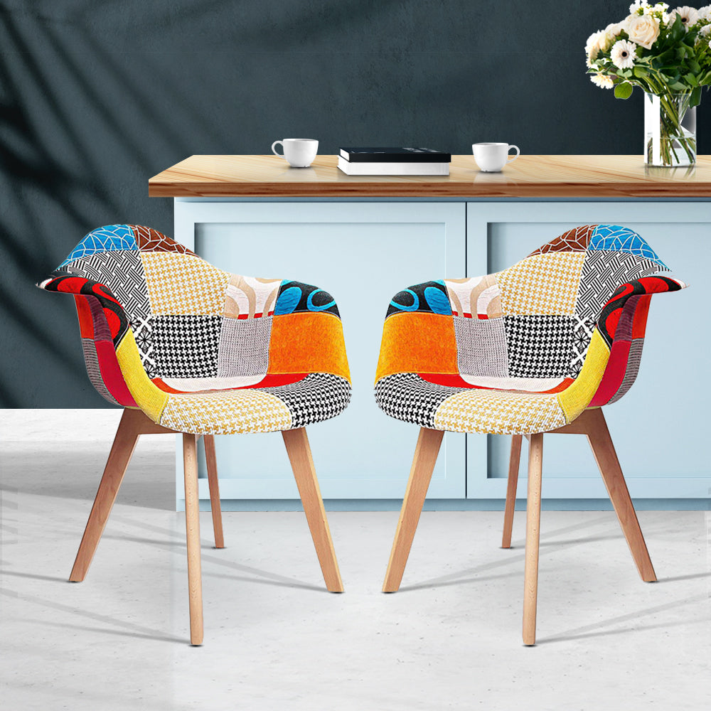 Elite Living Set of 2 Fabric Dining Chairs