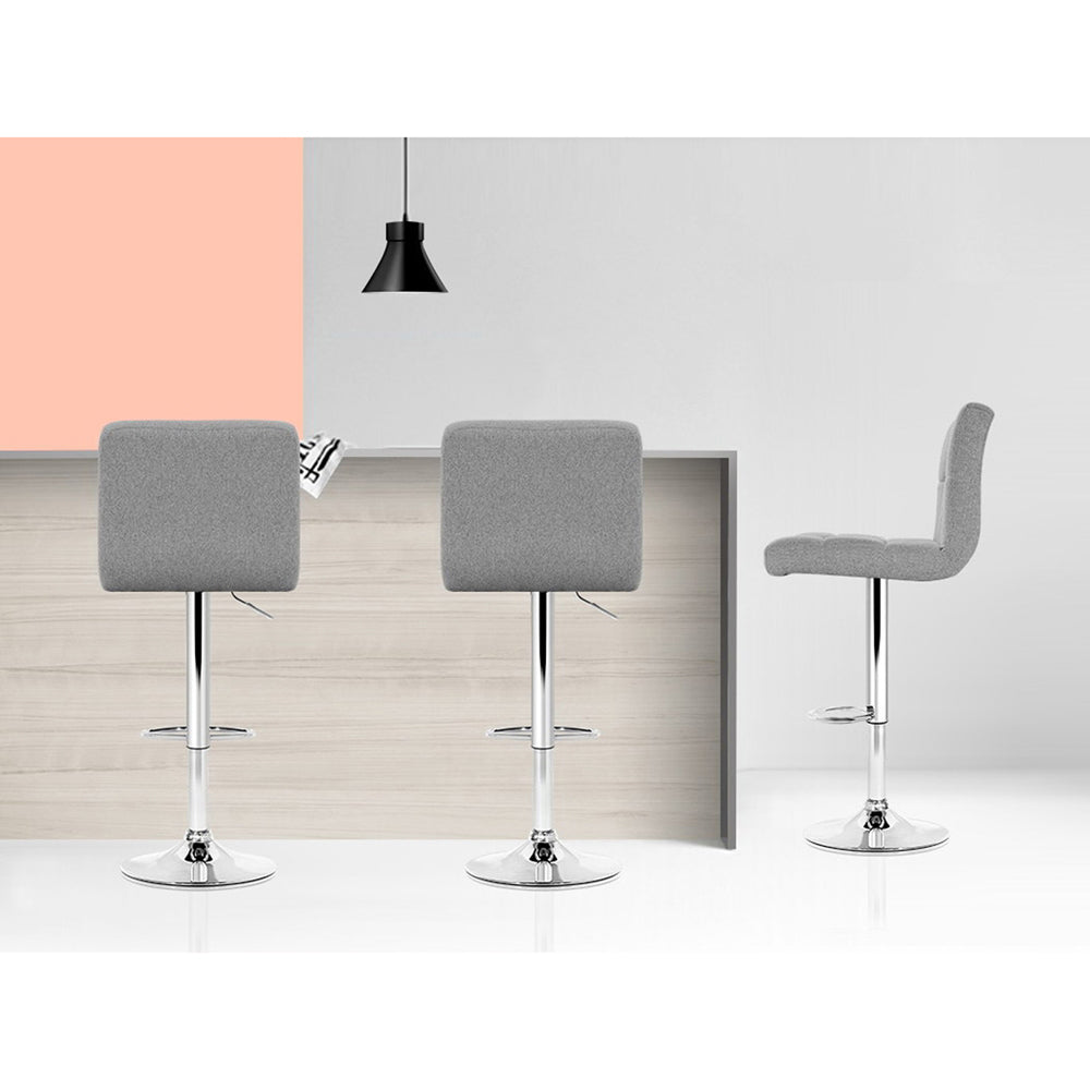 Artiss 4x Bar Stools Fabric Gas Lift Grey
