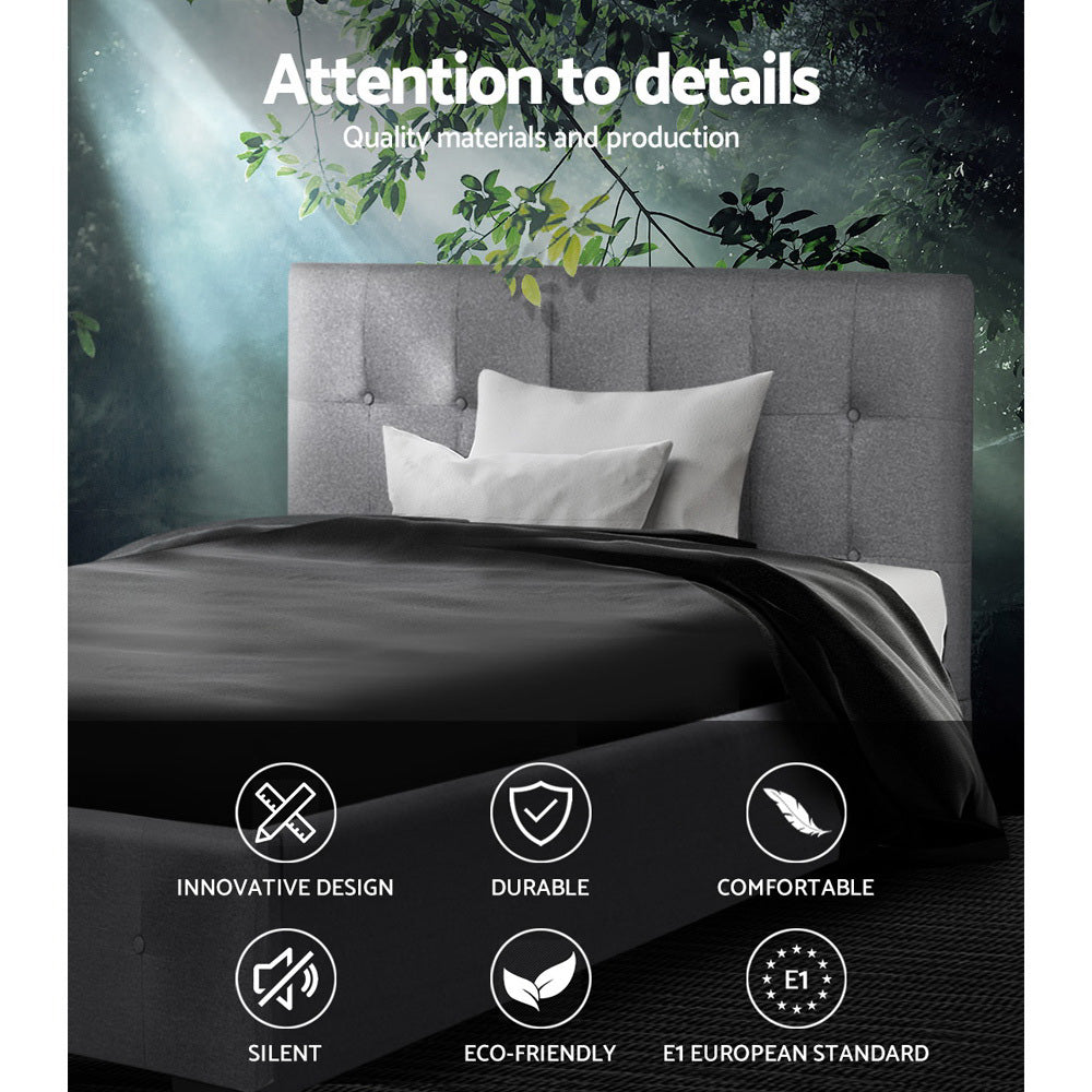 Artiss Roca Bed Frame Fabric Gas Lift Storage - Grey King Single