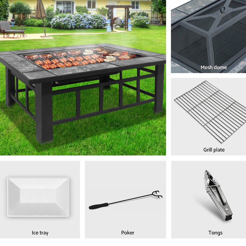 Brunswick 3 in 1 Fire Pit BBQ Grill Ice Bucket Table