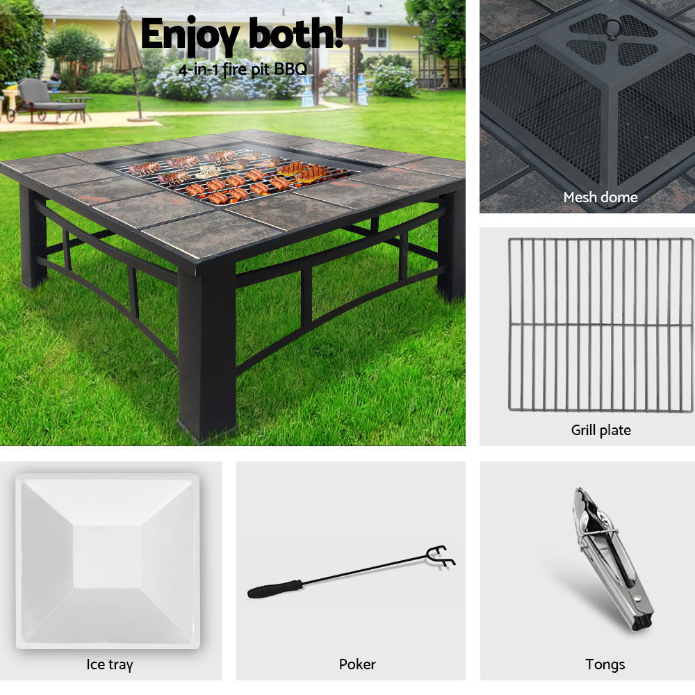 Brunswick 4 in 1 Outdoor Fire Pit BBQ Grill Smoker