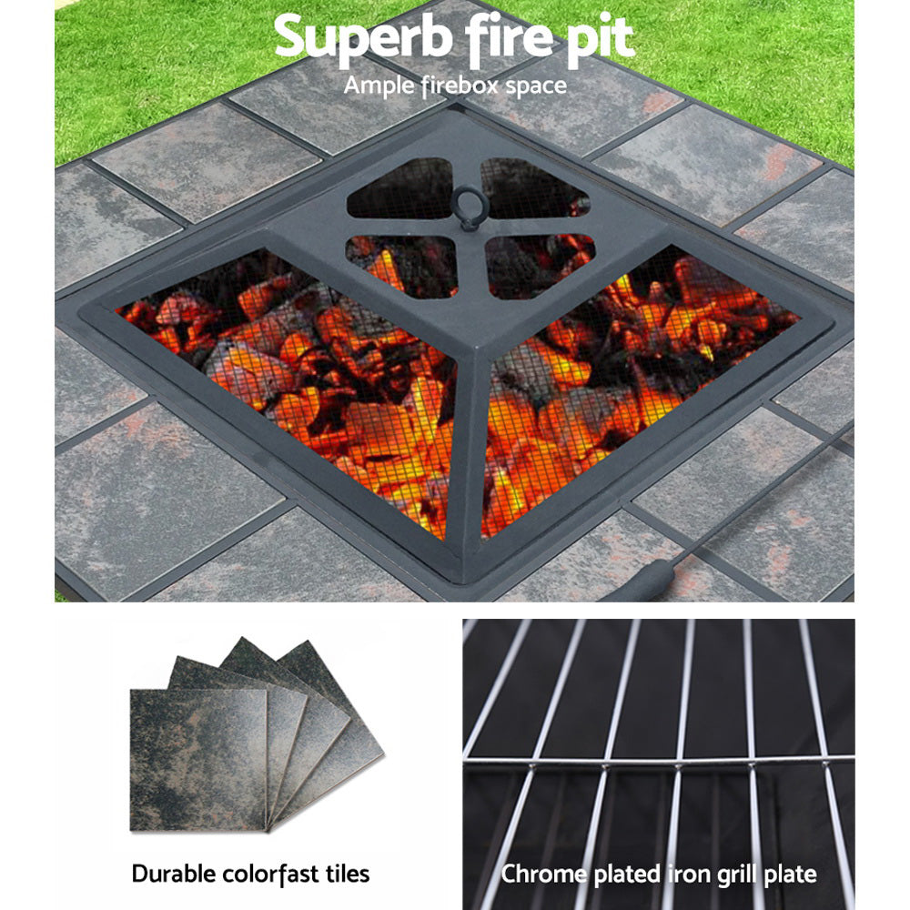 Brunswick 4 in 1 Outdoor Fire Pit BBQ Grill Smoker