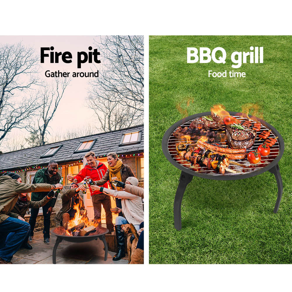 Coolaroo Portable 22" Fire Pit, BBQ, Charcoal, Grill Smoker