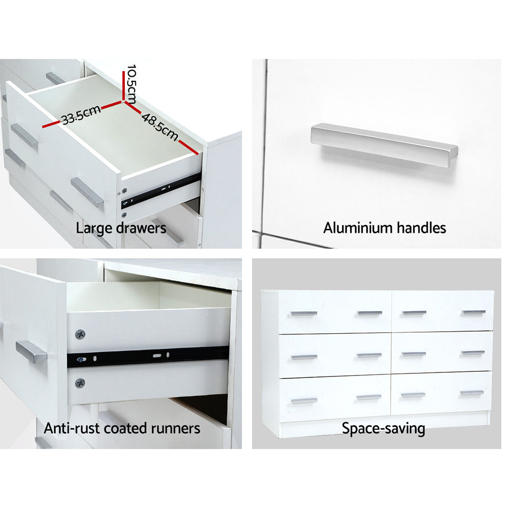 Artiss 6 Chest of Drawers - VEDA White