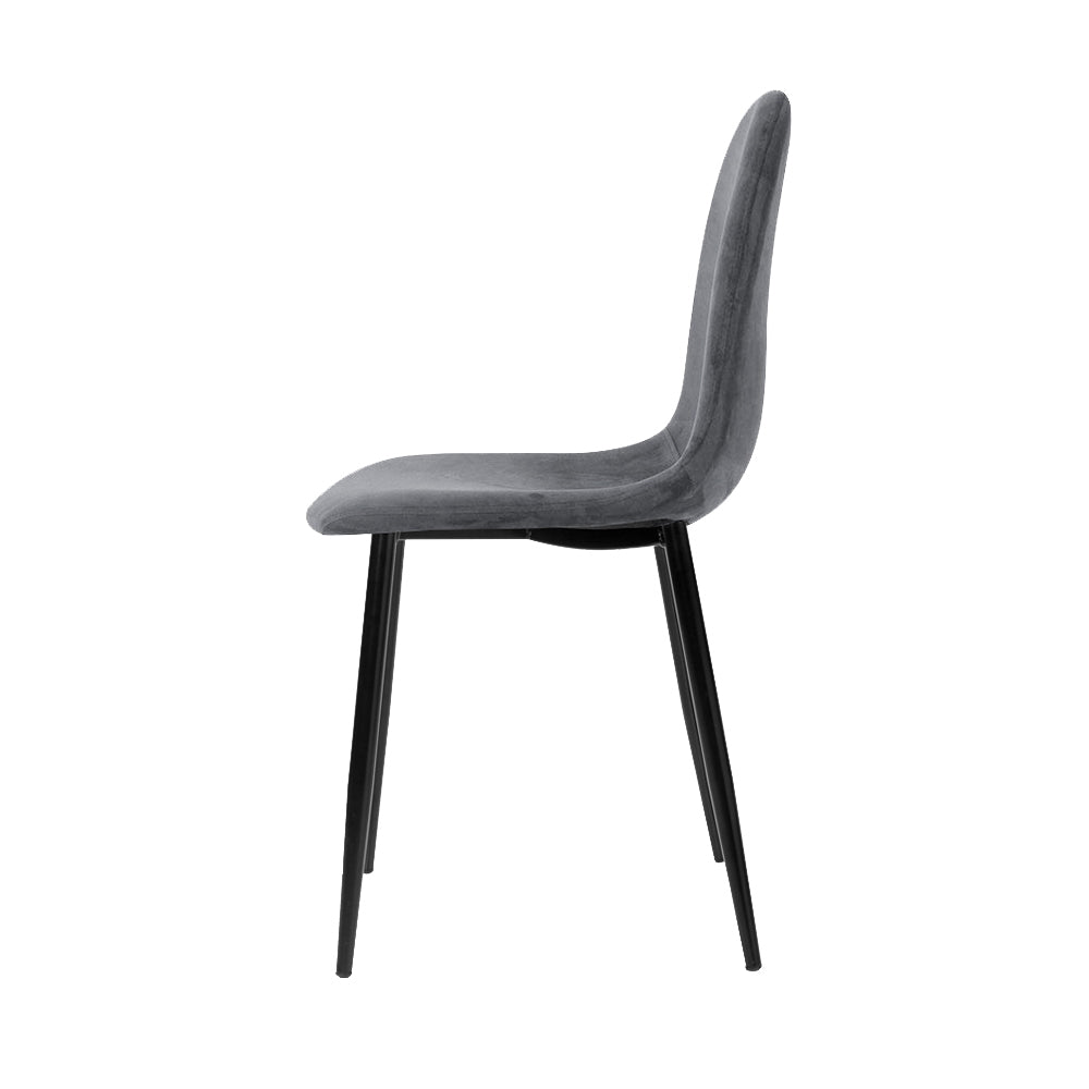 Elite Living Dining Chairs Grey Velvet Set of 4 Nova