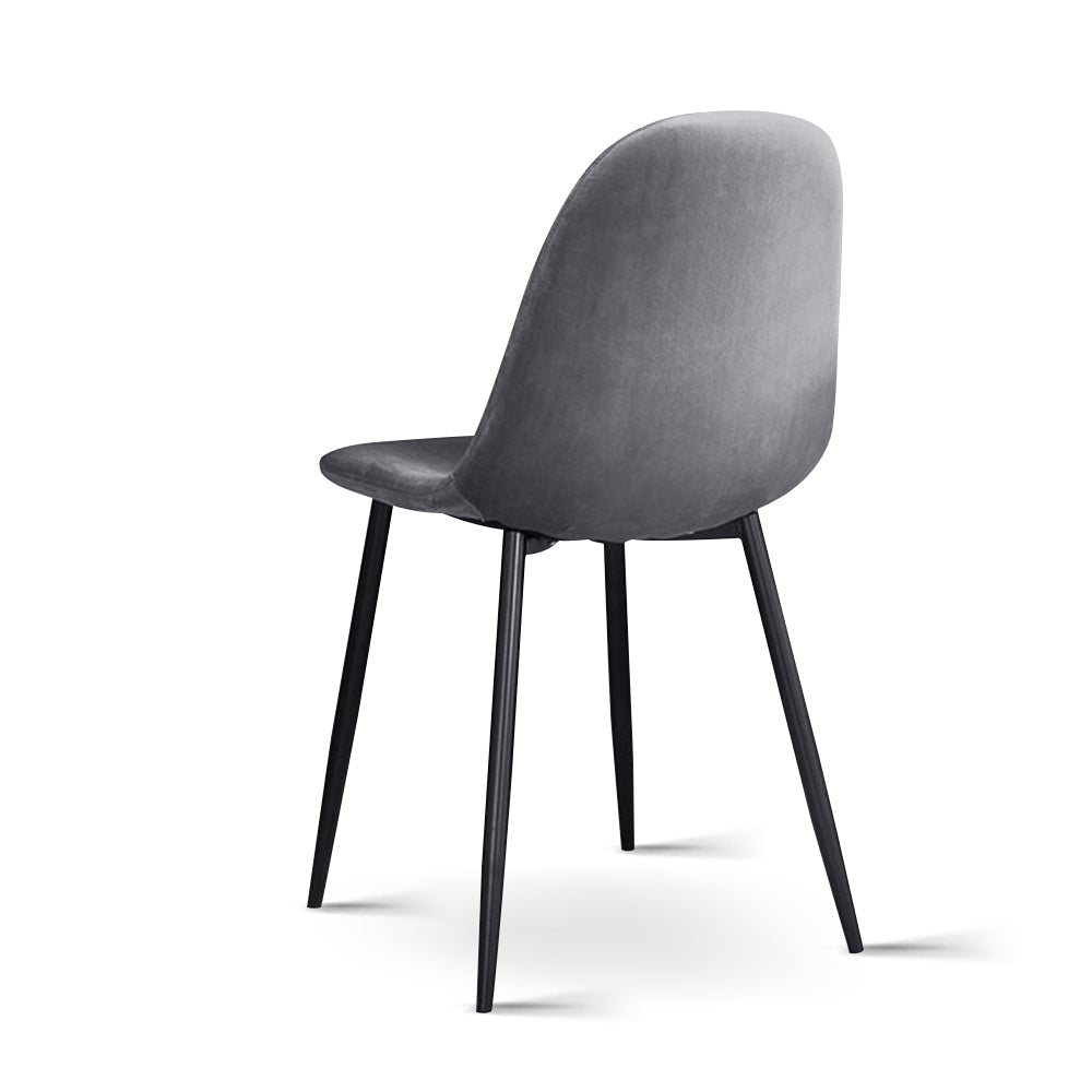 Elite Living Dining Chairs Grey Velvet Set of 4 Nova