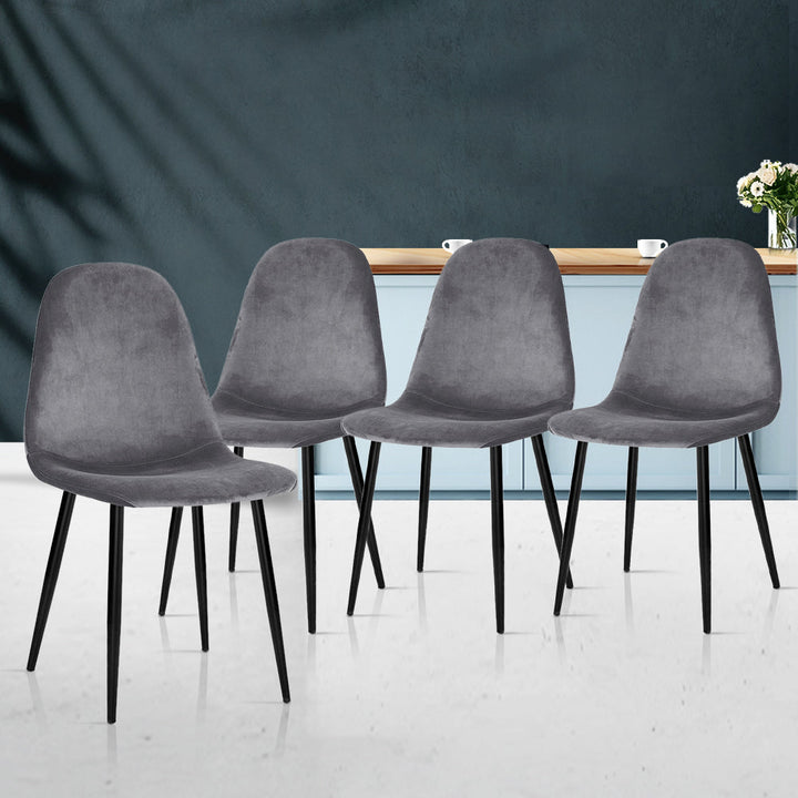 Artiss Dining Chairs Grey Velvet Set of 4 Nova