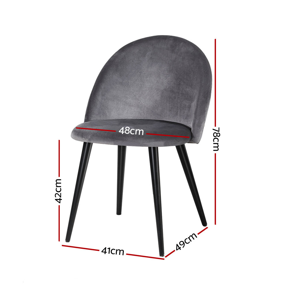 Elite Living Dining Chairs Grey Velvet Set of 2 Charles