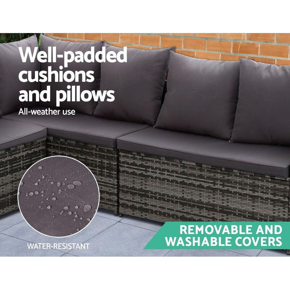 9 Seater Outdoor Furniture Dining Setting Sofa Set Lounge Wicker Mixed Grey