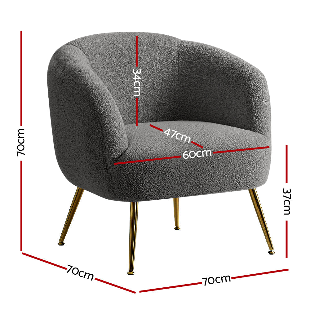 Grey Sherpa Boucle Accent Chair