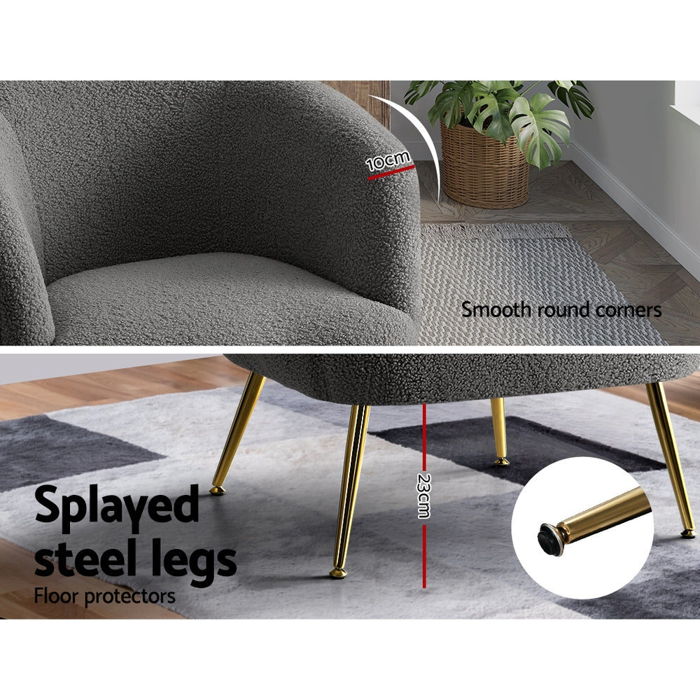Grey Sherpa Boucle Accent Chair