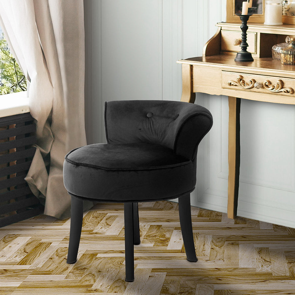 Artiss Vanity Stool Velvet Black Abella
