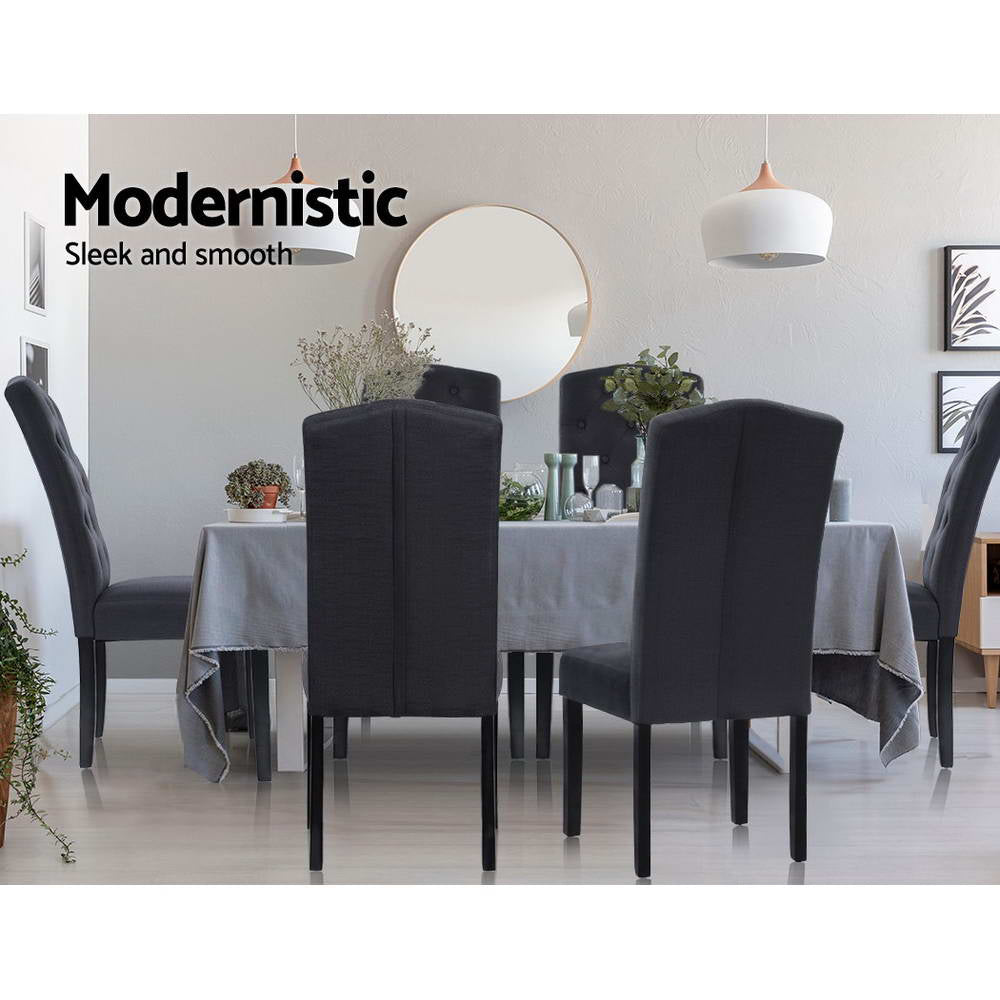 Elite Living Dining Chairs Grey Fabric Set of 2 Dansk