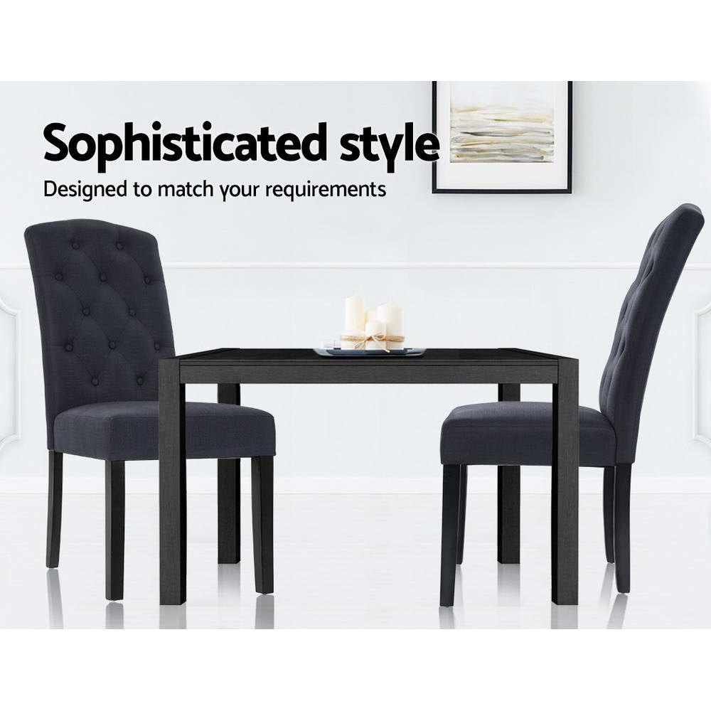 Elite Living Dining Chairs Grey Fabric Set of 2 Dansk