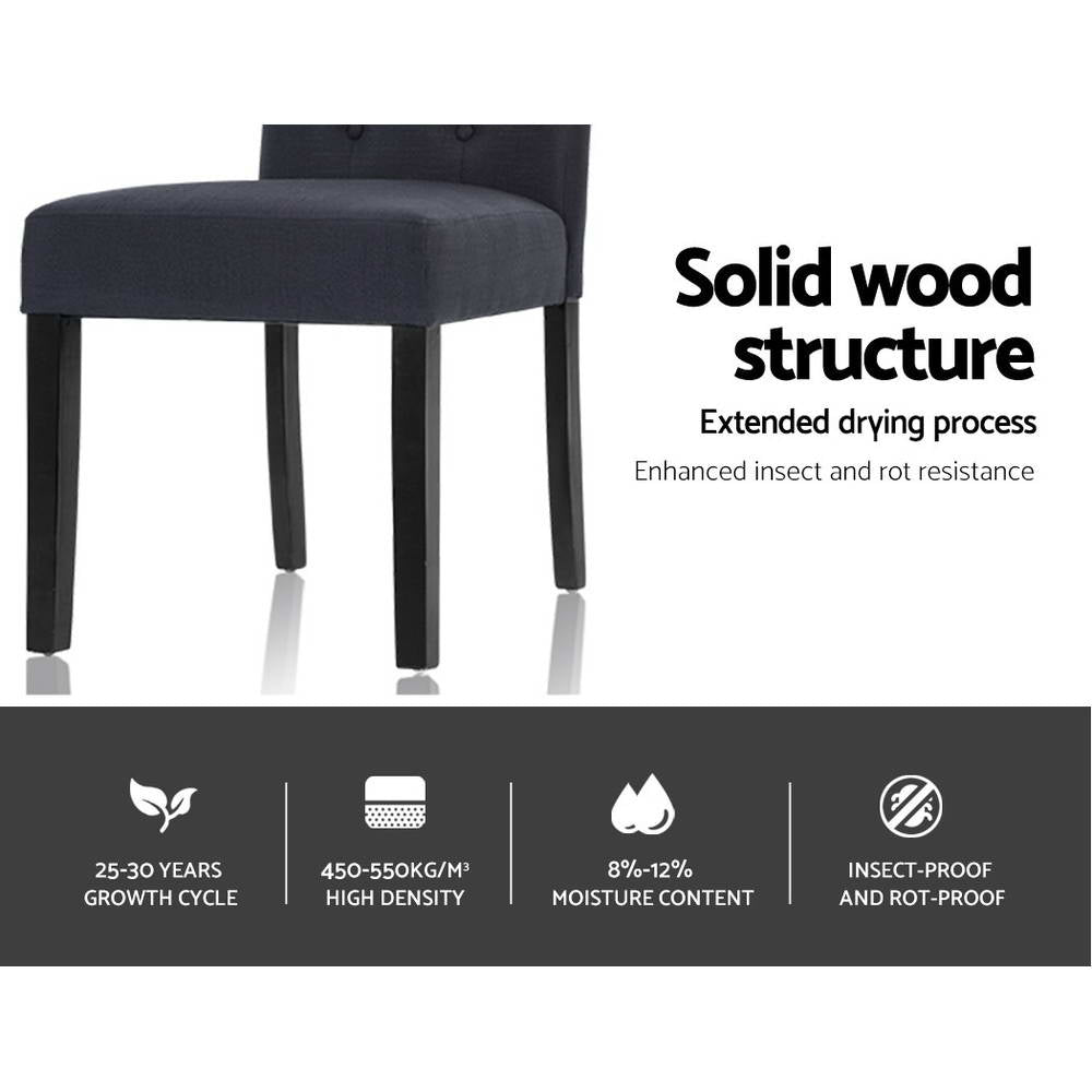 Elite Living Dining Chairs Grey Fabric Set of 2 Dansk
