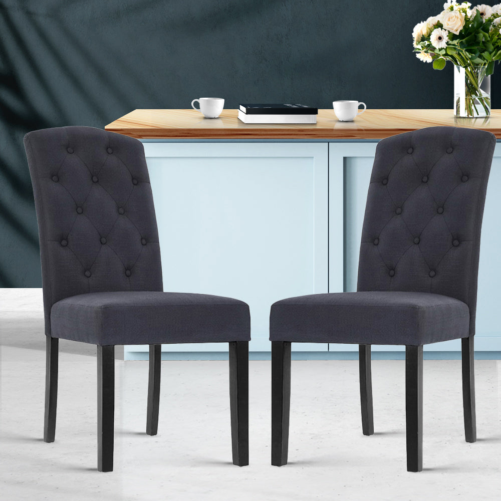 Elite Living Dining Chairs Grey Fabric Set of 2 Dansk
