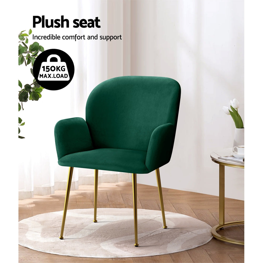 Elite Living Dining Chairs Set of 2 Velevt Green Kynsee