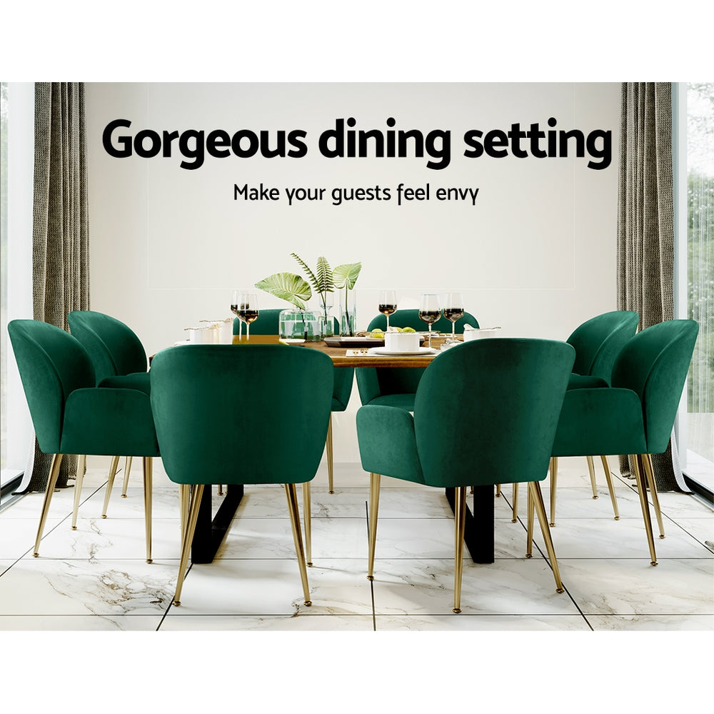 Elite Living Dining Chairs Set of 2 Velevt Green Kynsee