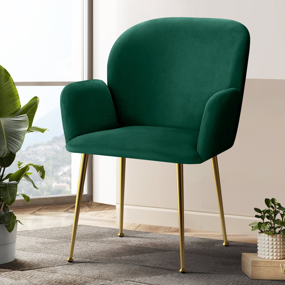 Elite Living Dining Chairs Set of 2 Velevt Green Kynsee