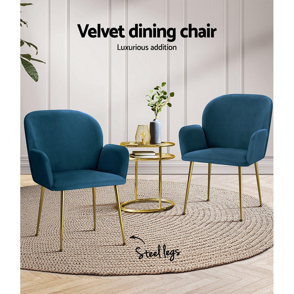 2 Kynsee Dining Chairs - Blue Velvet