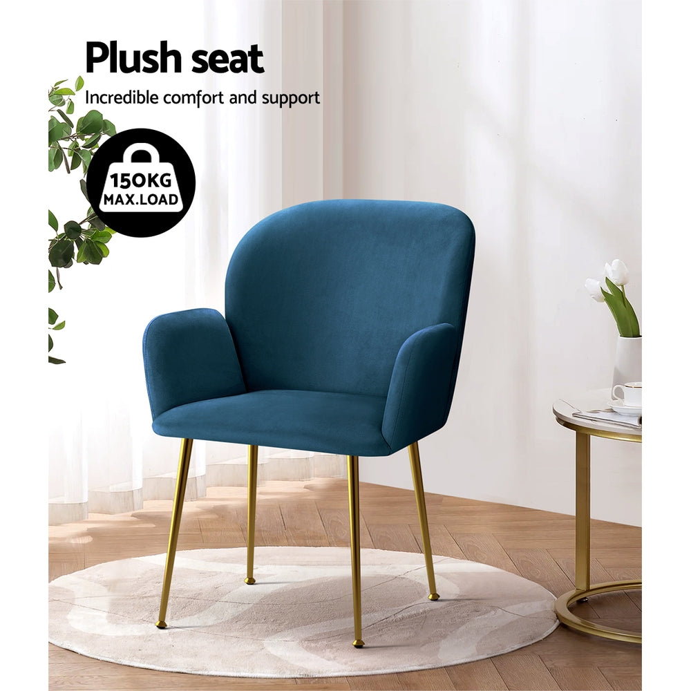 2 Kynsee Dining Chairs - Blue Velvet