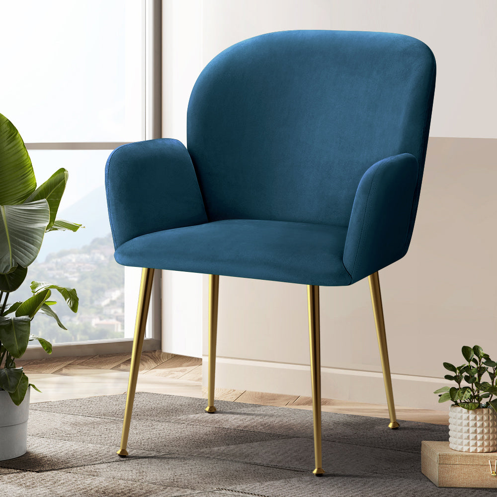 2 Kynsee Dining Chairs - Blue Velvet