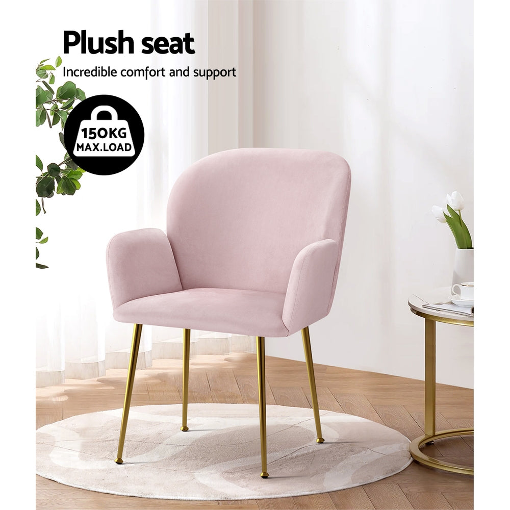 Elite Living Dining Chairs Set of 2 Velevt Pink Kynsee