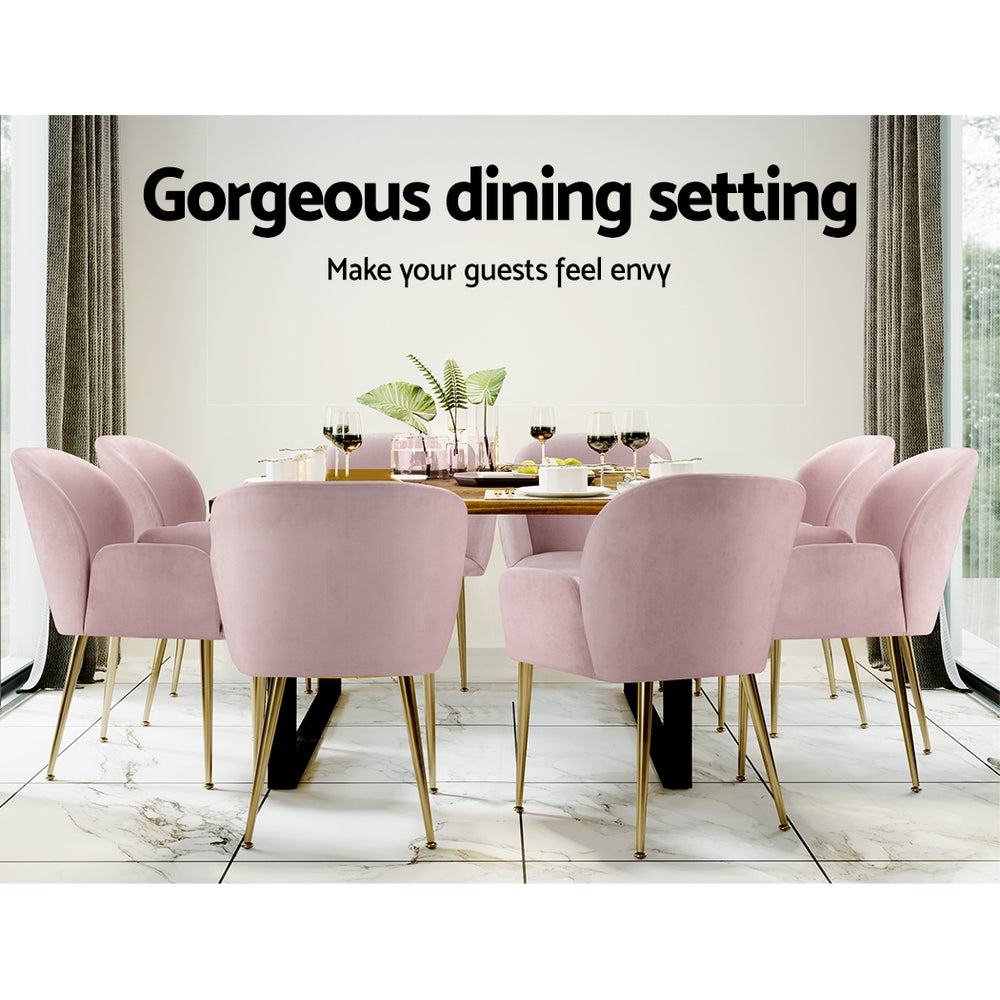 Elite Living Dining Chairs Set of 2 Velevt Pink Kynsee