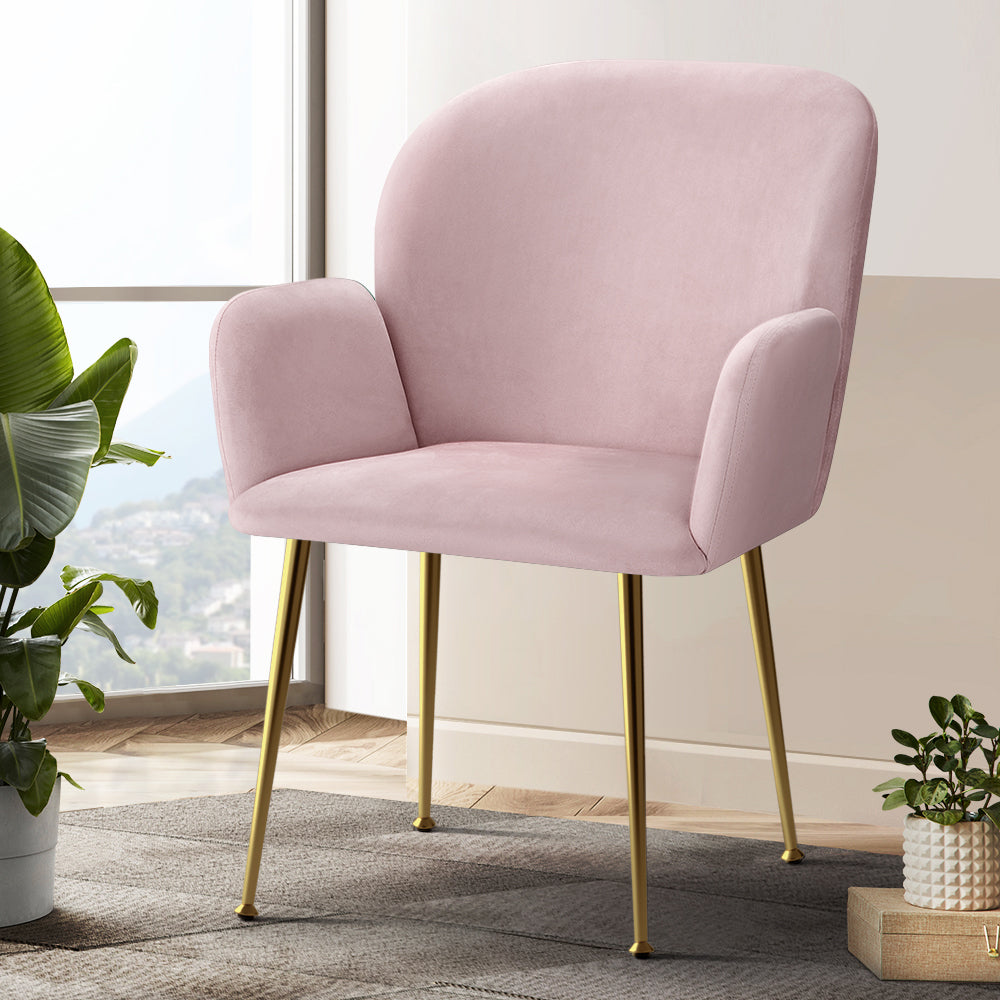 Elite Living Dining Chairs Set of 2 Velevt Pink Kynsee