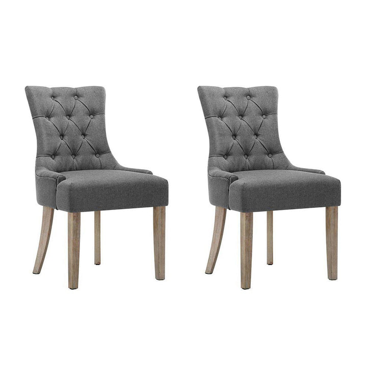 Artiss Set of 2 Dining Chair CAYES French Provincial  Wooden Fabric Retro Cafe