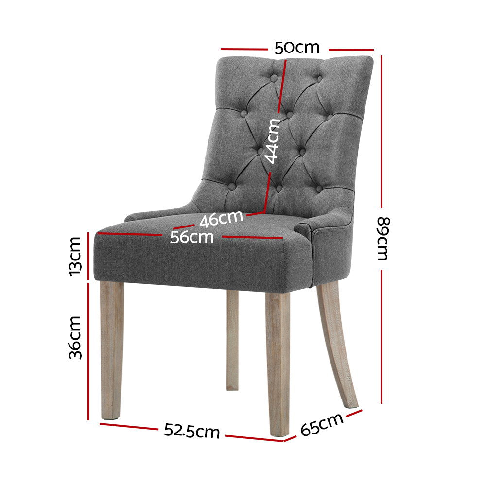 Elite Living Set of 2 Dining Chair CAYES French Provincial  Wooden Fabric Retro Cafe