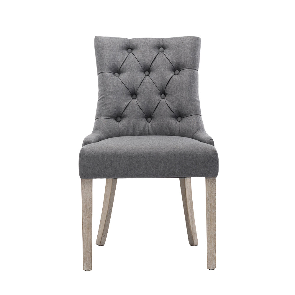 Elite Living Set of 2 Dining Chair CAYES French Provincial  Wooden Fabric Retro Cafe