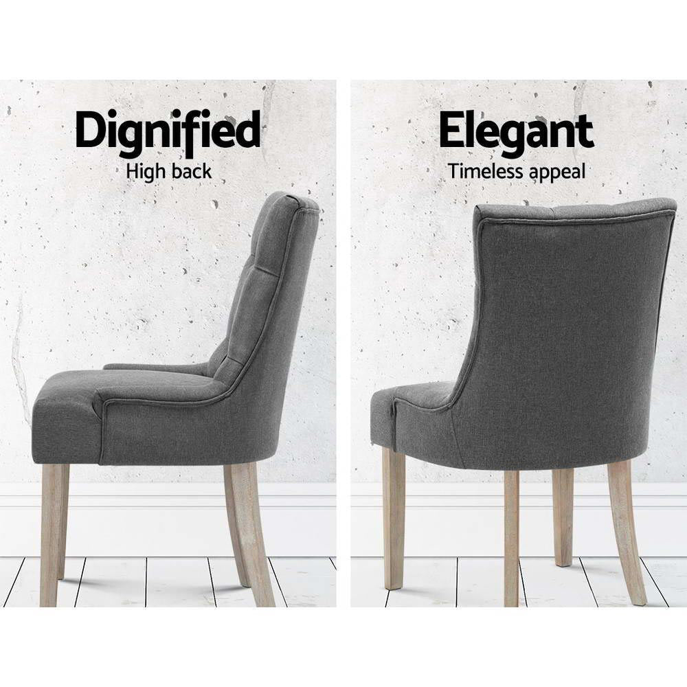 Artiss Set of 2 Dining Chair CAYES French Provincial  Wooden Fabric Retro Cafe