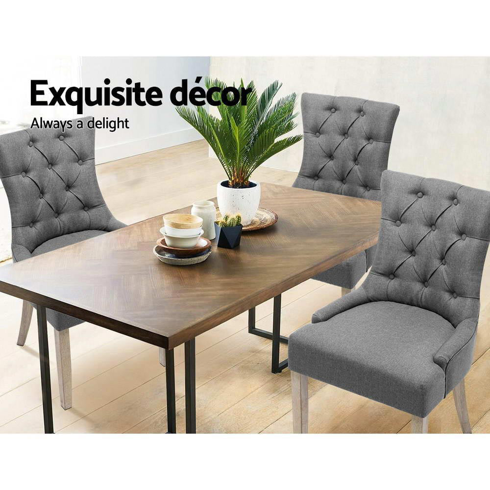 Artiss Set of 2 Dining Chair CAYES French Provincial  Wooden Fabric Retro Cafe
