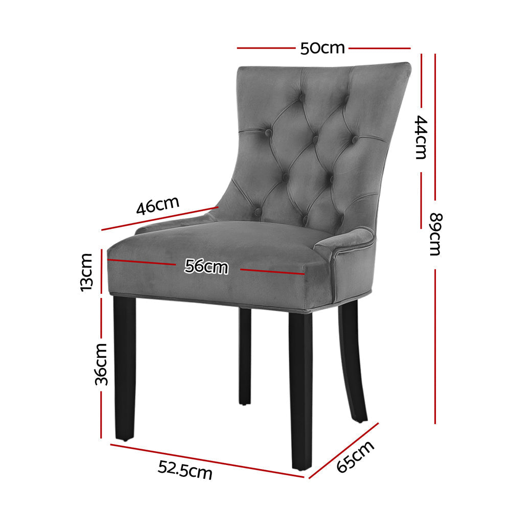 Elite Living Dining Chair Set of 2 Velvet Grey French Cayes