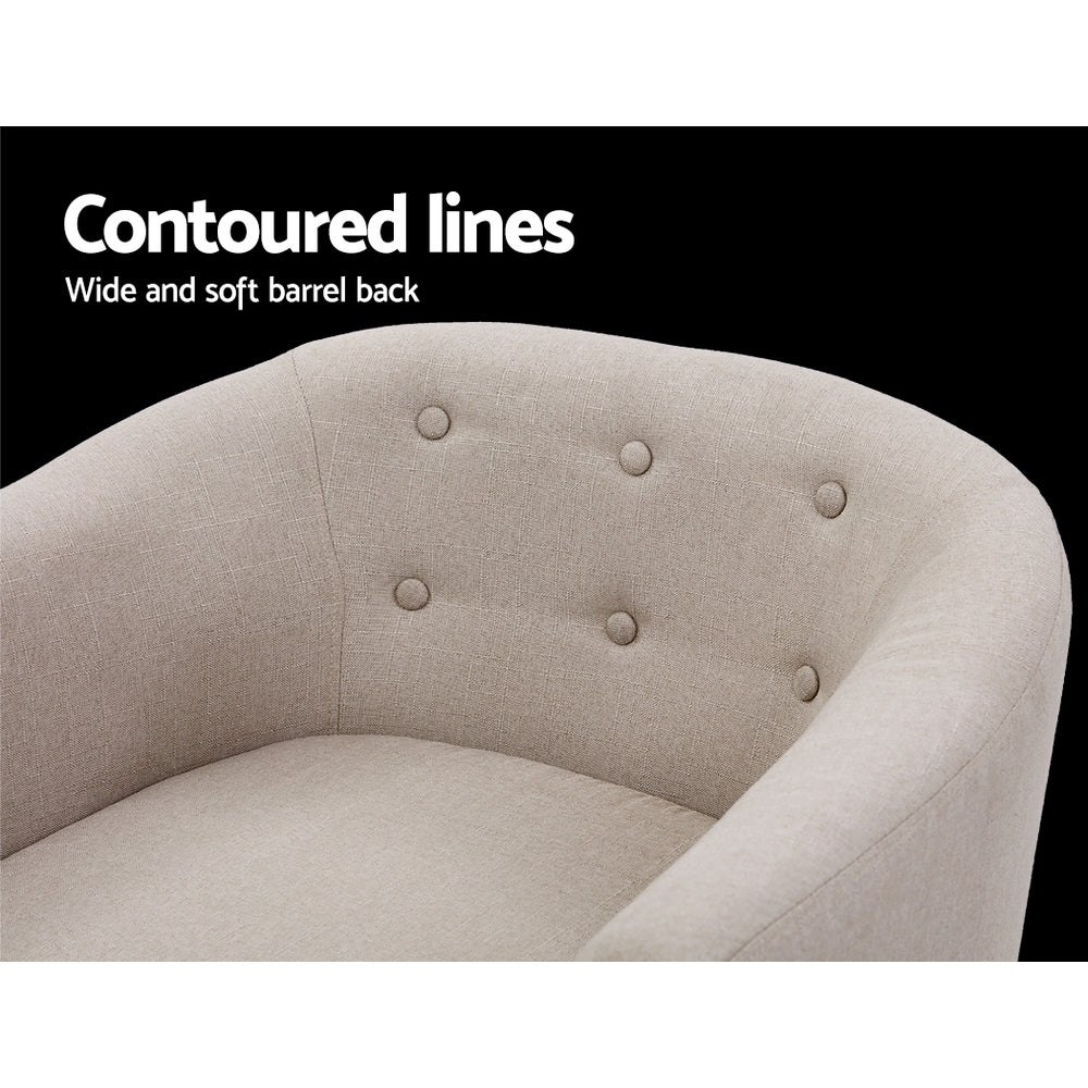 Artiss ADORA Armchair Tub  Accent Fabric Beige - Single
