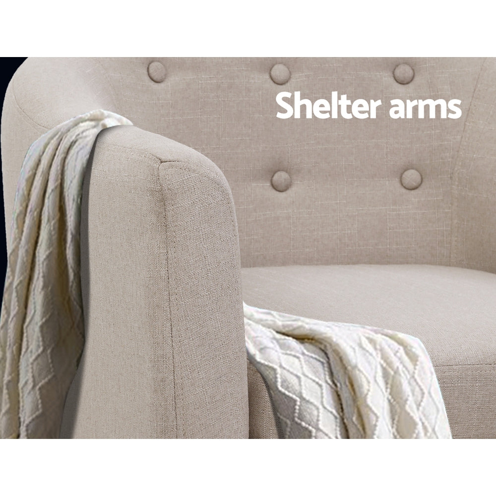 Artiss ADORA Armchair Tub  Accent Fabric Beige - Single