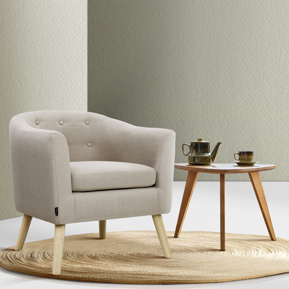 Artiss ADORA Armchair Tub  Accent Fabric Beige - Single