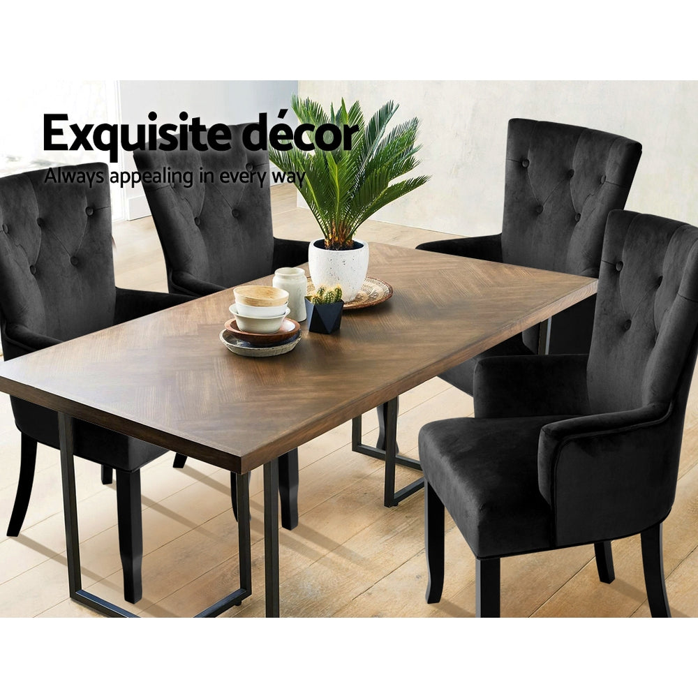 Elite Living Dining Chair Velvet Black French Cayes