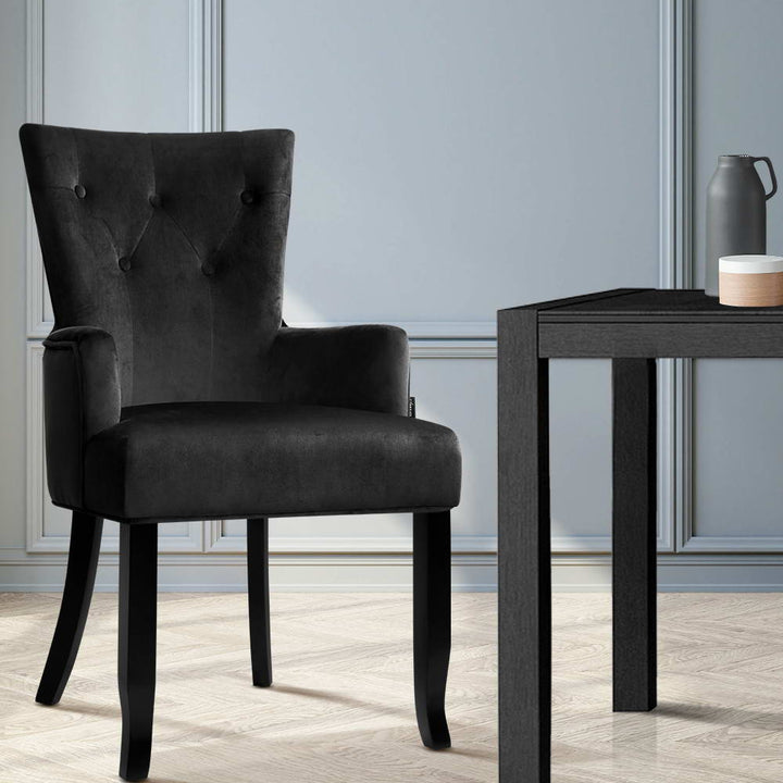 Elite Living Dining Chair Velvet Black French Cayes