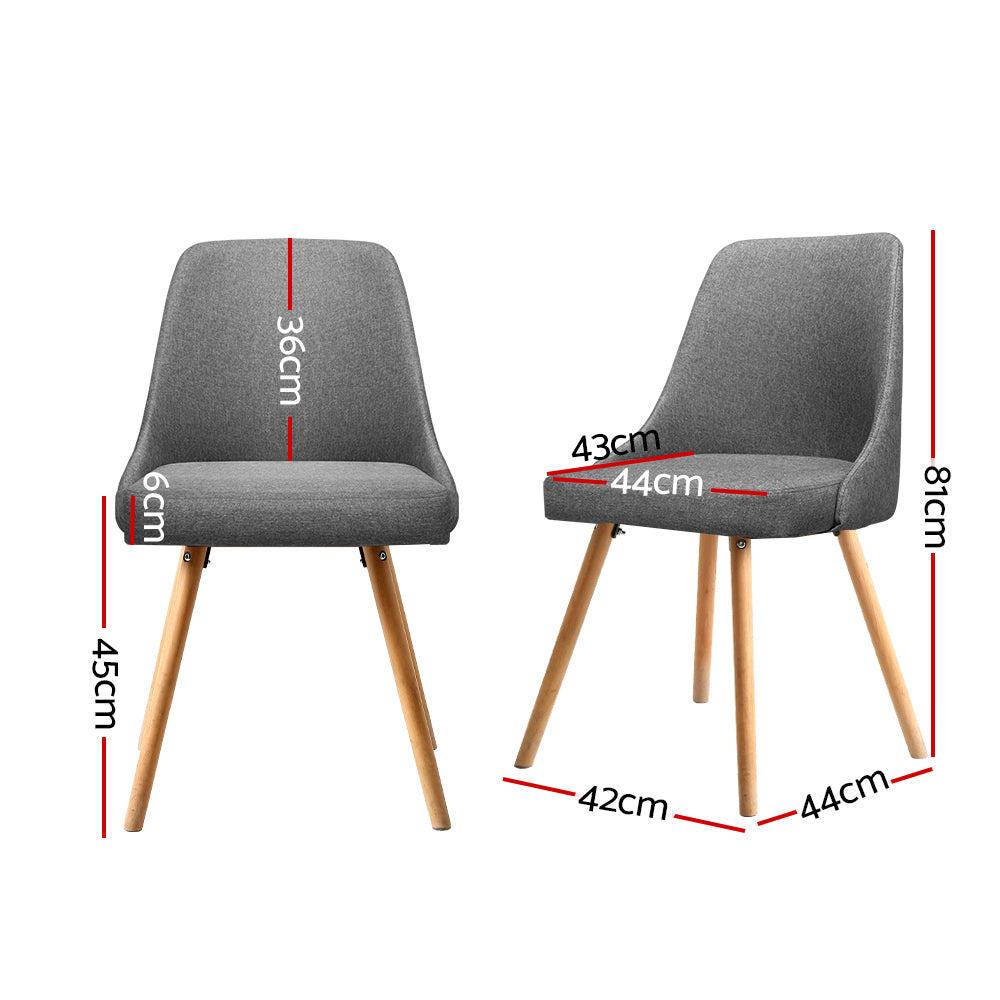 Elite Living Dining Chairs Fabric Grey Set of 2 Kalmar