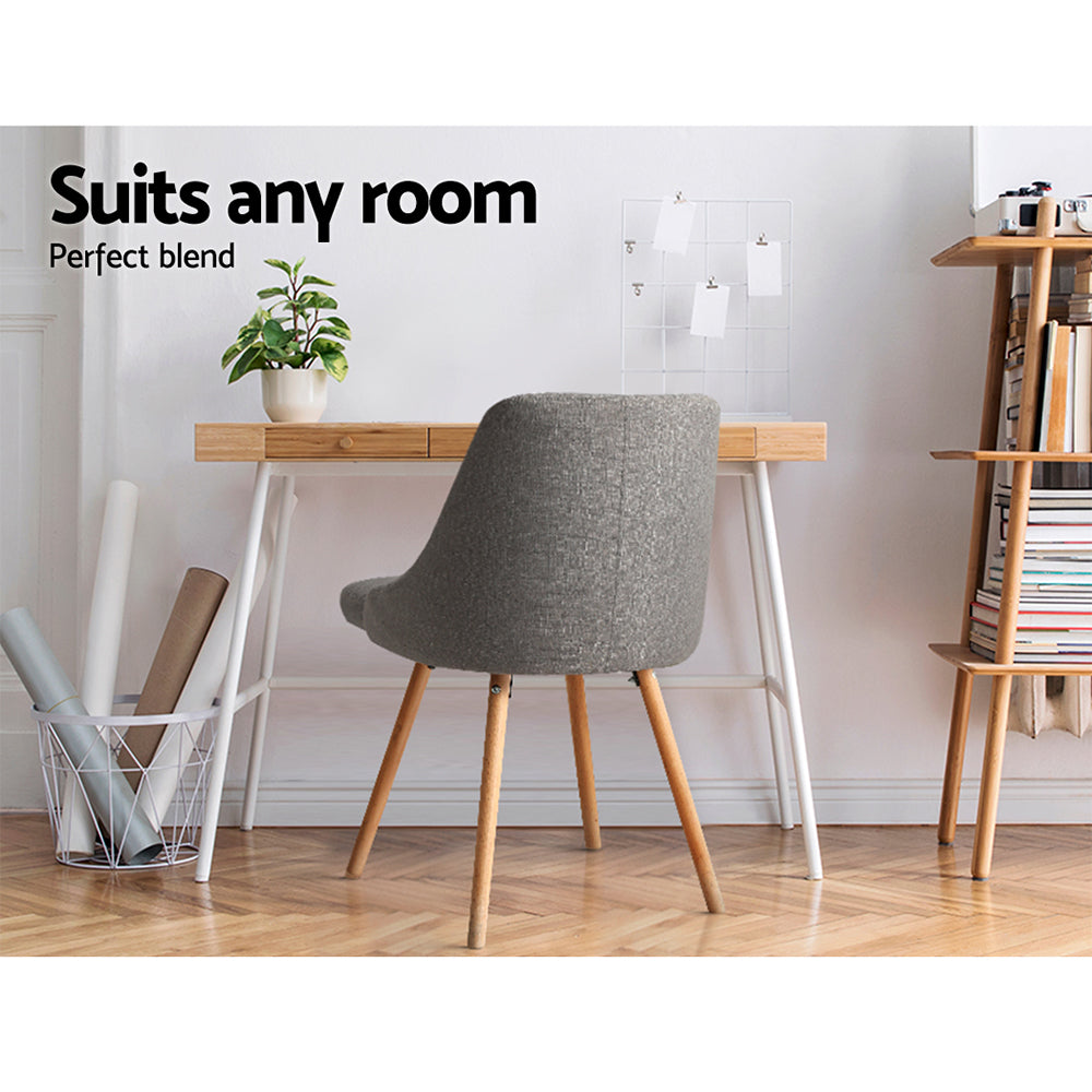 Elite Living Dining Chairs Fabric Grey Set of 2 Kalmar